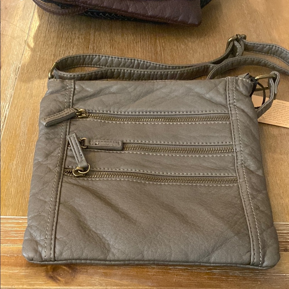 Ampere Creations The Camile Three Zip Crossbody Style C117 Dark Grey